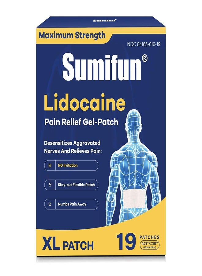Sumifun XL Lidocaine Patches for Pain Relief, 4% Lidocaine Maximum Strength OTC, Extra Large 4.72"x7.87" for Full Back Pain Patches & Large Areas (Extra Large, Count, 19) - Image 1